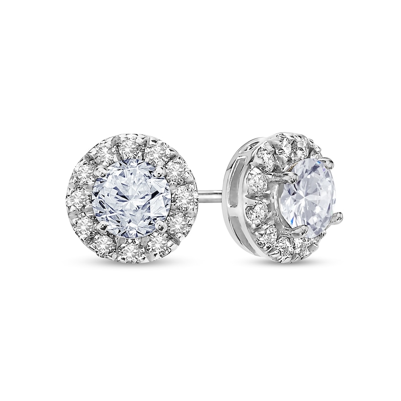 1 CT. T.W. Diamond Frame Stud Earrings in 10K White Gold | Zales