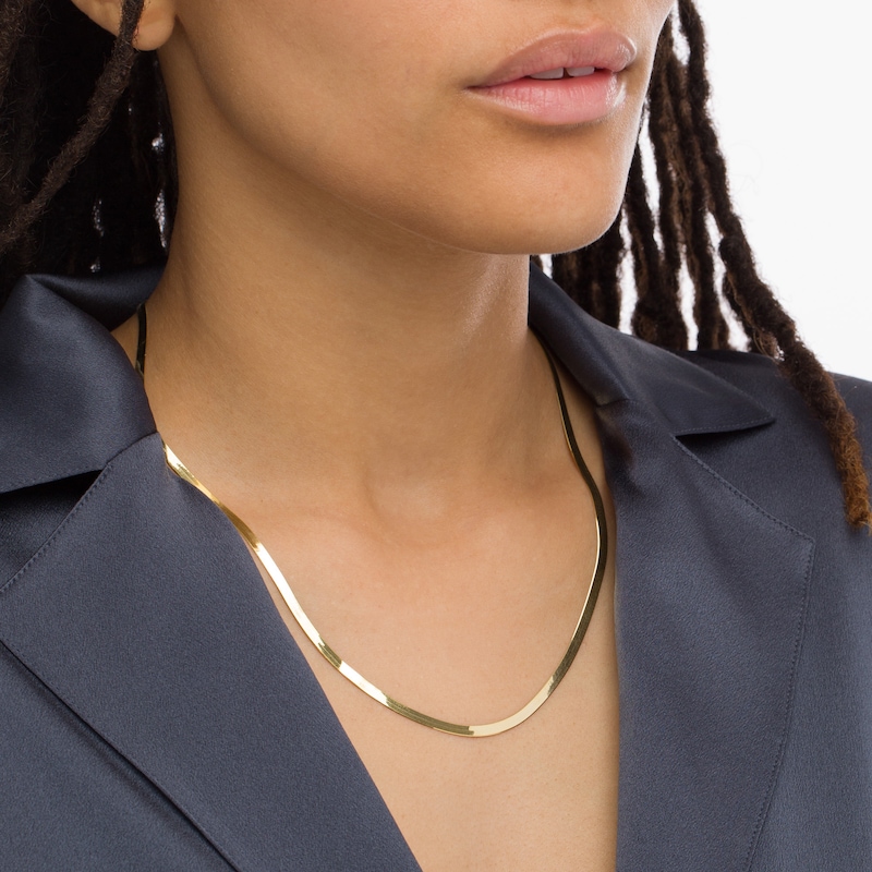 Main Image 2 of Ladies' 3.05mm Herringbone Chain Necklace in Solid 10K Gold - 20&quot;