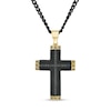 Thumbnail Image 0 of Men's 1/4 CT. T.W. Black Enhanced Diamond and Chain Link-Ends Cross Pendant in Stainless Steel and Two-Tone IP - 24"