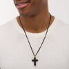 Thumbnail Image 1 of Men's 1/4 CT. T.W. Black Enhanced Diamond and Chain Link-Ends Cross Pendant in Stainless Steel and Two-Tone IP - 24"