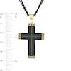 Thumbnail Image 2 of Men's 1/4 CT. T.W. Black Enhanced Diamond and Chain Link-Ends Cross Pendant in Stainless Steel and Two-Tone IP - 24"