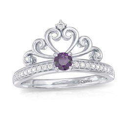Enchanted Disney Gemstone and 1/10 CT. T.W. Diamond Majestic Crown Ring in Sterling Silver (1 Stone)
