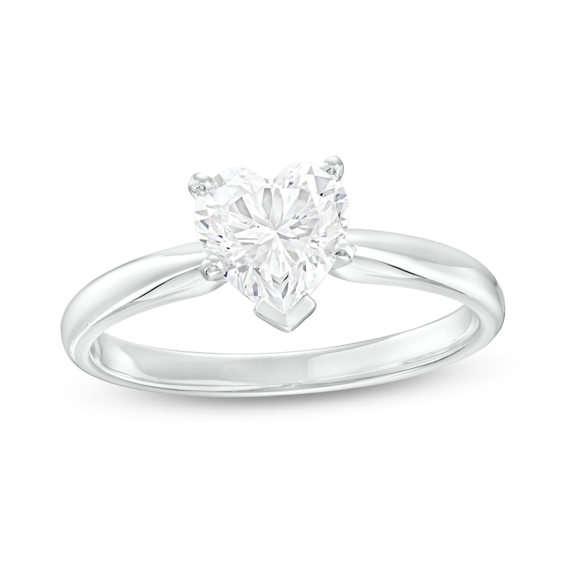 14K White Gold Open Heart Diamond Ring