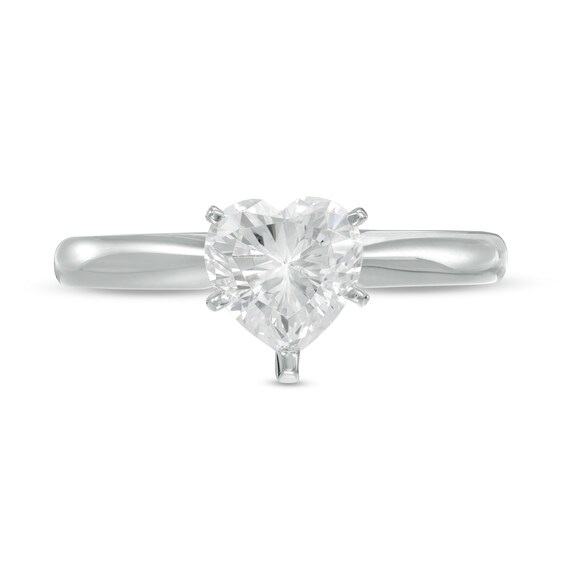 1 CT. Certified Heart-Shaped Diamond Solitaire Ring in 14K White Gold (I/I2)