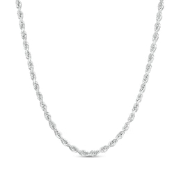 1.6mm Solid Glitter Rope Chain Necklace in 10K White Gold - 20&quot;