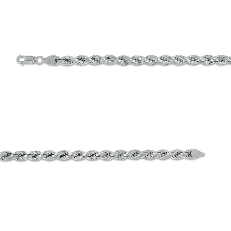 5.3mm Hollow Glitter Rope Chain Necklace in 10K White Gold - 26"