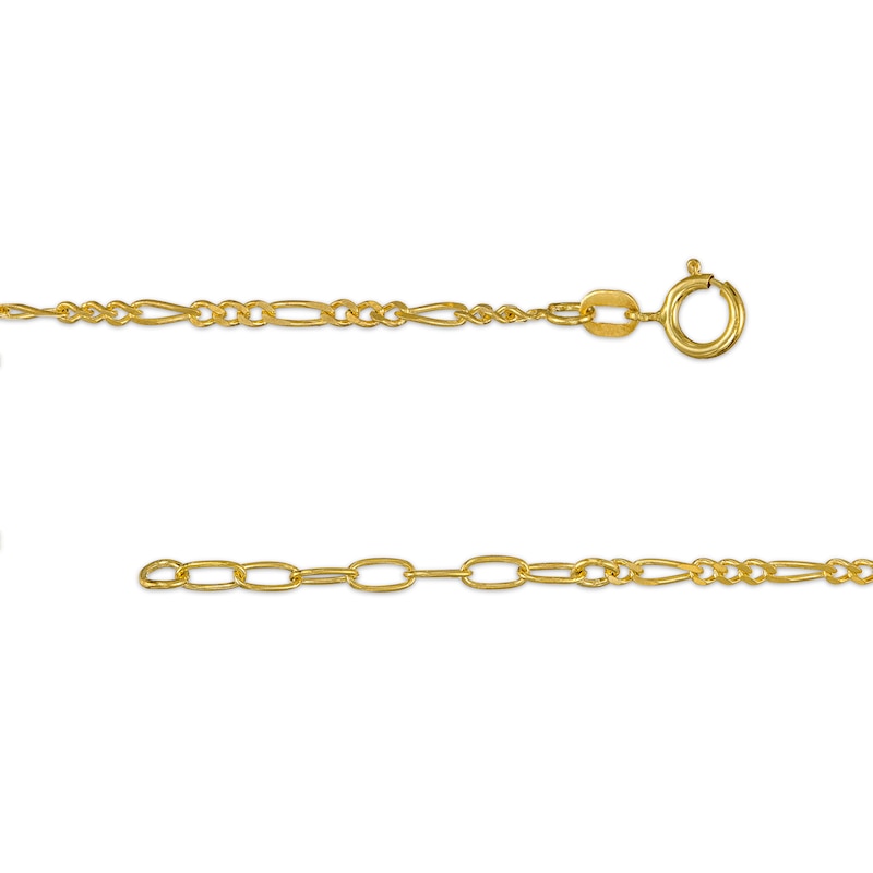 Main Image 2 of 1.8mm Figaro Chain Anklet in Solid 10K Gold - 10"