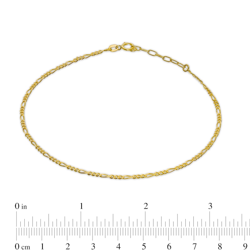 Main Image 3 of 1.8mm Figaro Chain Anklet in Solid 10K Gold - 10"