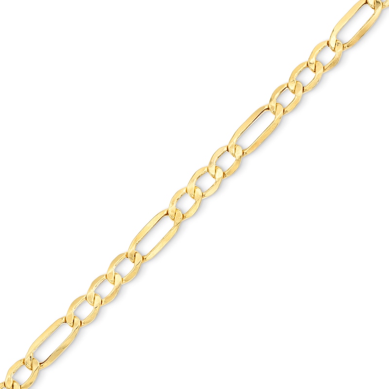 Ladies' 5.3mm Figaro Chain Bracelet in Hollow 10K Gold - 7.5"