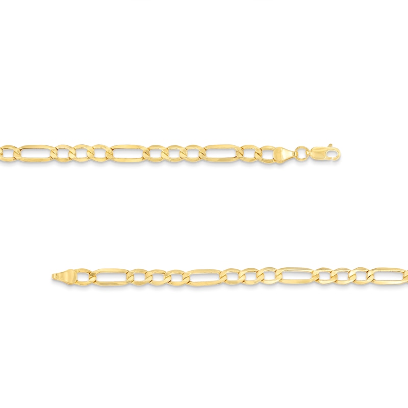 Main Image 3 of Ladies' 5.3mm Figaro Chain Bracelet in Hollow 10K Gold - 7.5"