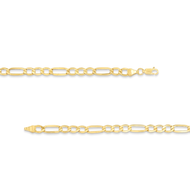 Ladies' 5.3mm Figaro Chain Bracelet in Hollow 10K Gold - 7.5"