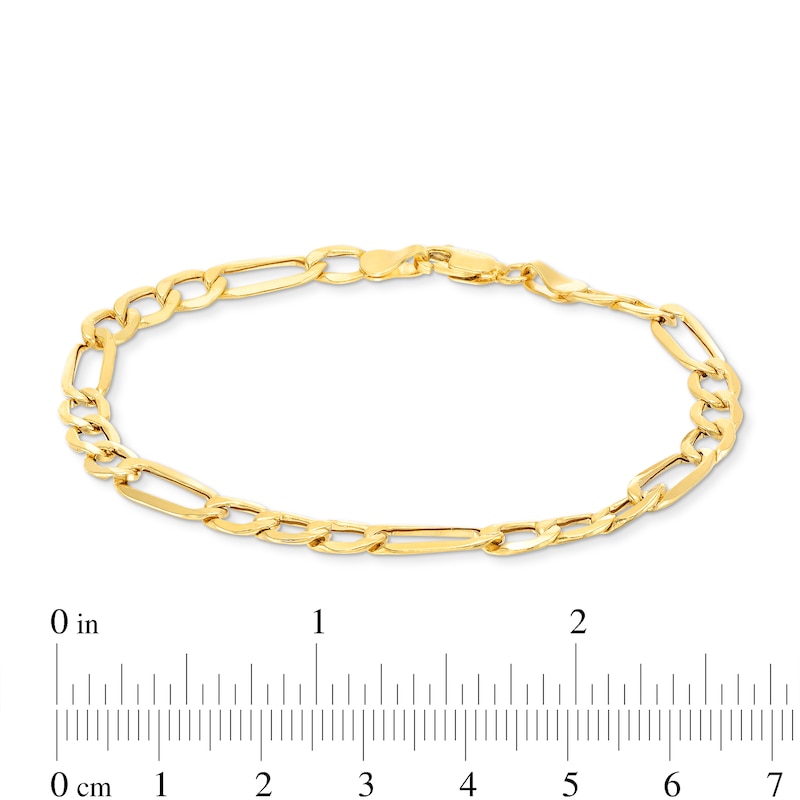 Main Image 4 of Ladies' 5.3mm Figaro Chain Bracelet in Hollow 10K Gold - 7.5"
