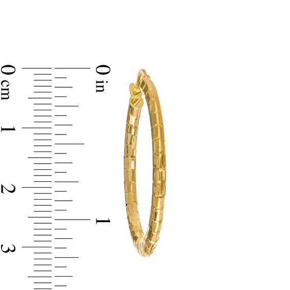 30.0mm Diamond-Cut Tube Hoop Earrings in 10K Gold