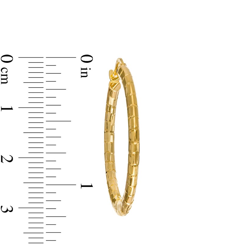 Main Image 3 of 30.0mm Diamond-Cut Tube Hoop Earrings in 10K Gold