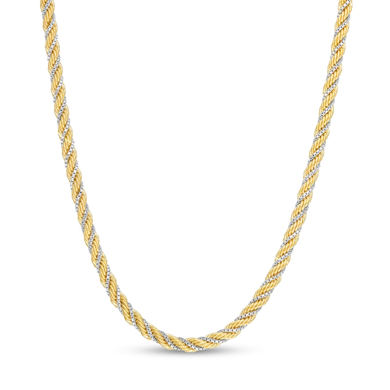 2.43mm Cashmere Rope Chain Necklace in Hollow 10K Two-Tone Gold - 20"