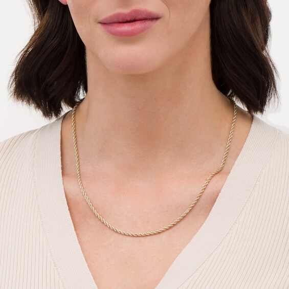2.4mm Cashmere Rope Chain Necklace in Hollow 10K Two-Tone Gold - 20"
