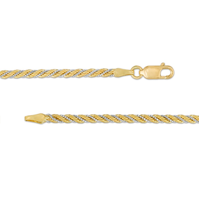 2.43mm Cashmere Rope Chain Necklace in Hollow 10K Two-Tone Gold - 20"