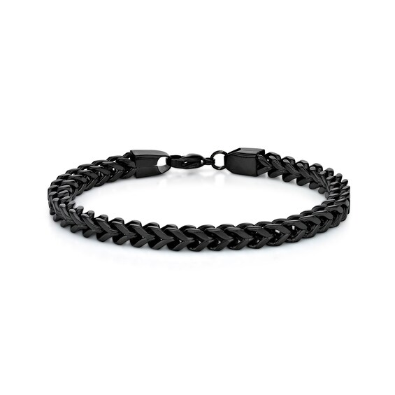 6.0mm Foxtail Chain Bracelet in Solid Stainless Steel with Black Ion-Plate - 9"