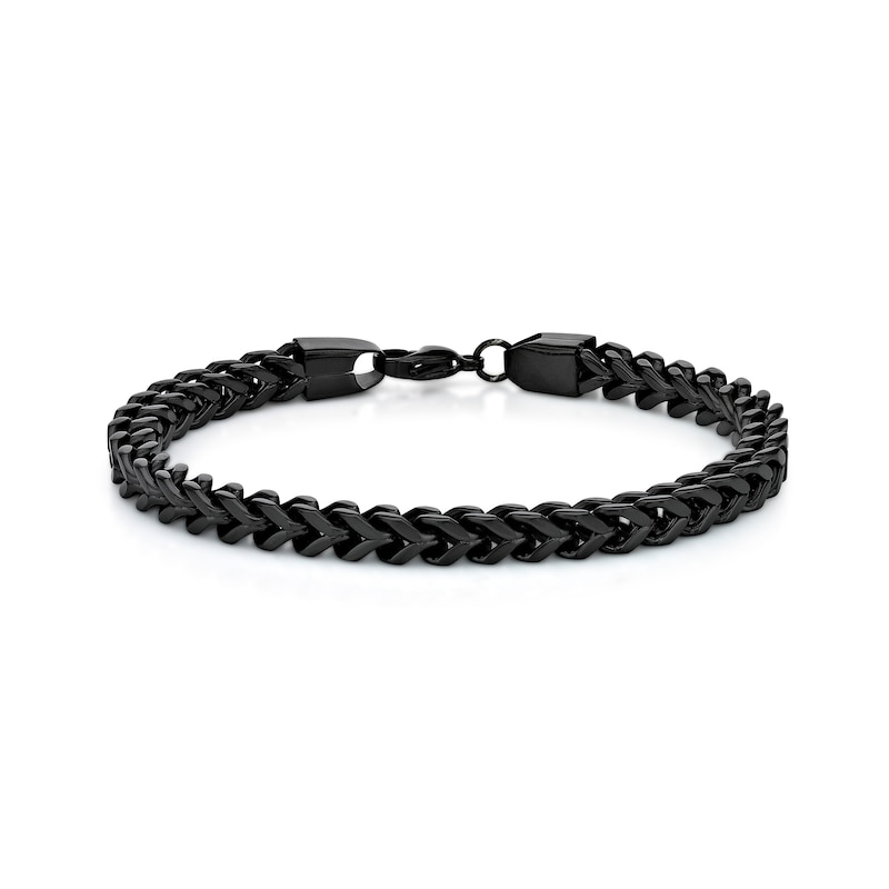 Main Image 2 of Men's 6.0mm Foxtail Chain Bracelet in Solid Stainless Steel  with Black Ion-Plate - 9"