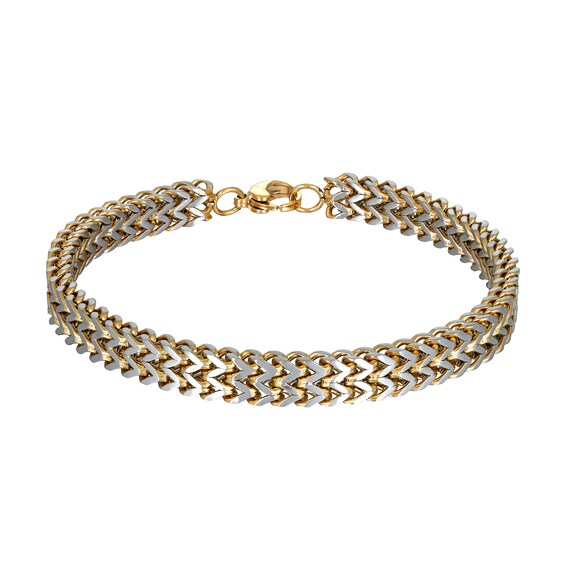 Men's 8.0mm Solid Wheat Chain Bracelet in Stainless Steel and Yellow Ion-Plate - 8.5" Men's 8.0mm Solid Wheat Chain Bracelet in Stainless Steel and Yellow Ion-Plate - 8.5"