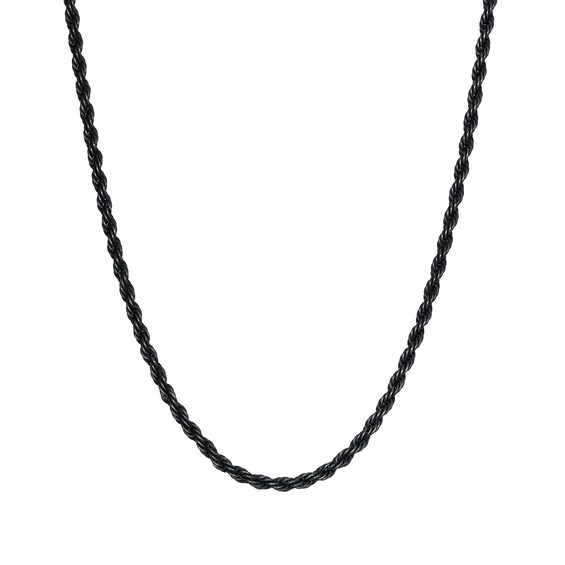 Men's 3.5mm Rope Chain Necklace in Solid Stainless Steel with Black Ion-Plate - 24"