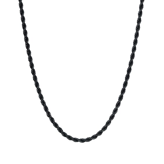 Men's Stainless Steel Black Rope Chain Necklace - 9850815