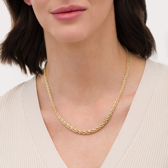 Ladies' Graduated Rope Chain Necklace in Hollow 10K Gold - 18"