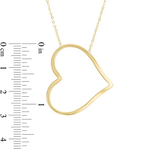 Tilted Heart Outline Necklace in 10K Gold