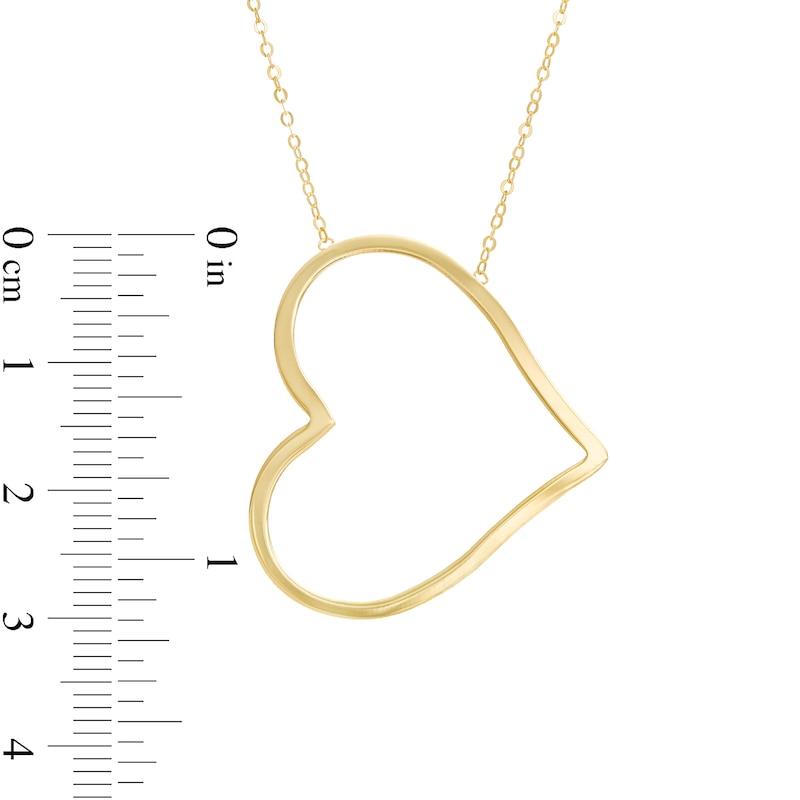 Main Image 3 of Tilted Heart Outline Necklace in 10K Gold