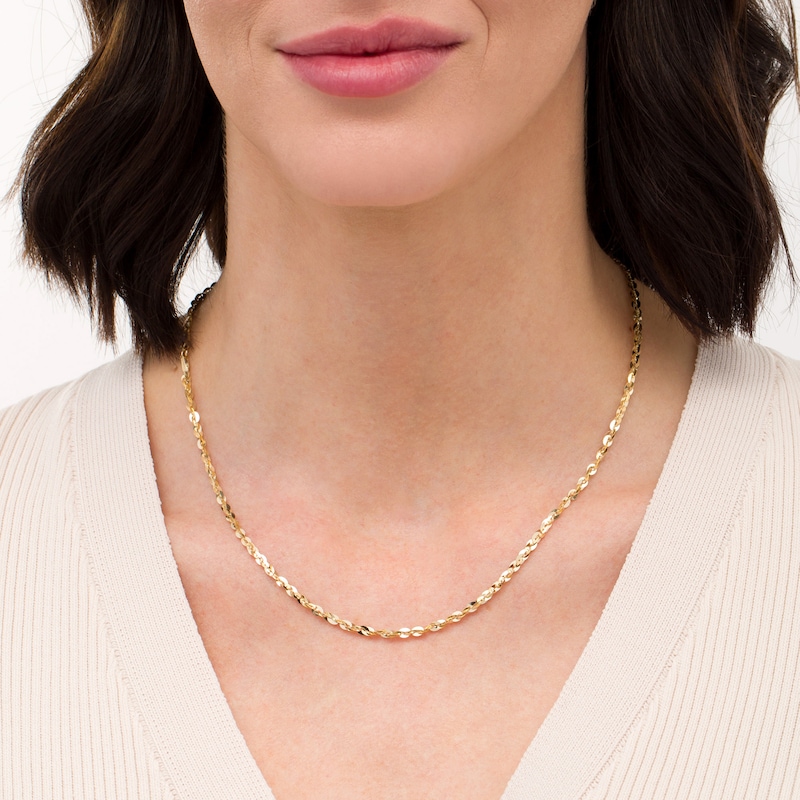 Main Image 2 of Ladies' 3.0mm Link Chain Necklace in Hollow 10K Gold - 18"
