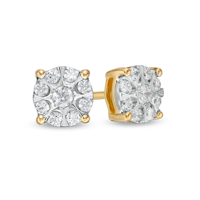 Main Image 1 of 1/4 CT. T.W. Multi-Diamond Stud Earrings in 10K Two-Tone Gold
