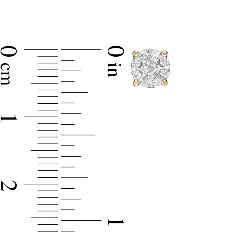 Main Image 3 of 1/4 CT. T.W. Multi-Diamond Stud Earrings in 10K Two-Tone Gold