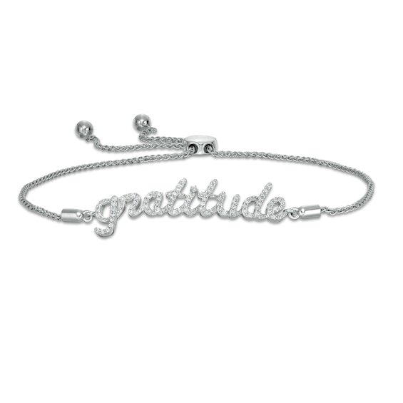 1/4 CT. T.w. Diamond "gratitude" Bolo Bracelet in Sterling Silver - 9.5"