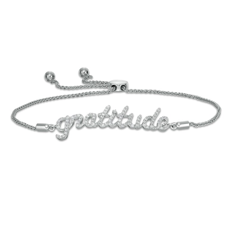 Main Image 1 of 1/4 CT. T.W. Diamond "gratitude" Bolo Bracelet in Sterling Silver - 9.5"