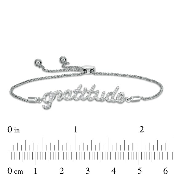 1/4 CT. T.w. Diamond "gratitude" Bolo Bracelet in Sterling Silver - 9.5"