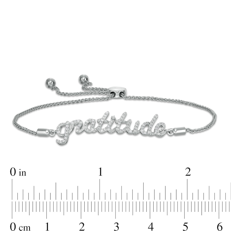 Main Image 3 of 1/4 CT. T.W. Diamond "gratitude" Bolo Bracelet in Sterling Silver - 9.5"