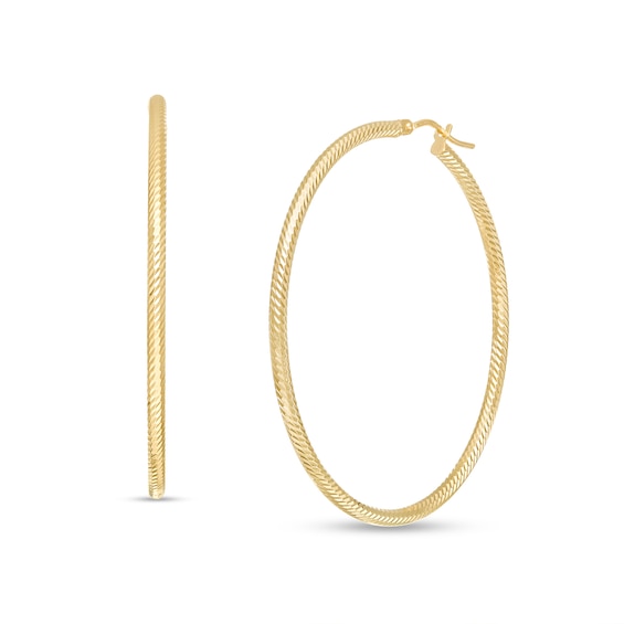 Made in Italy 40.0mm Diamond-Cut Tube Hoop Earrings in 14K Gold