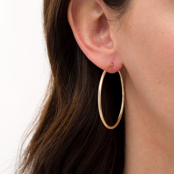 Made in Italy 40.0mm Diamond-Cut Tube Hoop Earrings in 14K Gold