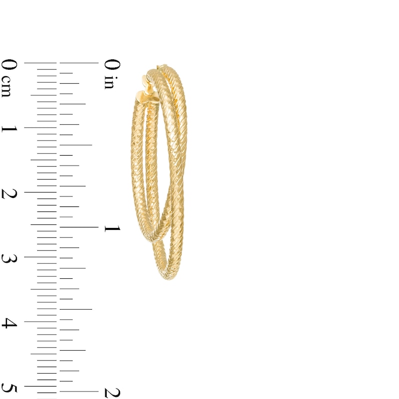 Main Image 3 of Made in Italy Diamond-Cut Layered Double Hoop Earrings in 14K Gold