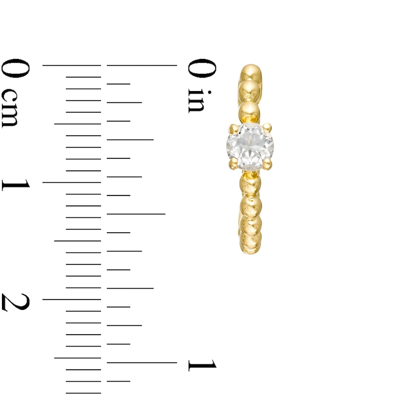 Main Image 3 of 4.0mm White Topaz Solitaire and Beaded Hoop Earrings in 10K Gold