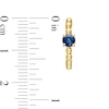 4.0mm Blue Sapphire Solitaire and Beaded Hoop Earrings in 10K Gold