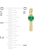 4.0mm Emerald Solitaire and Beaded Hoop Earrings in 10K Gold