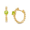 Thumbnail Image 1 of 4.0mm Peridot Solitaire and Beaded Hoop Earrings in 10K Gold
