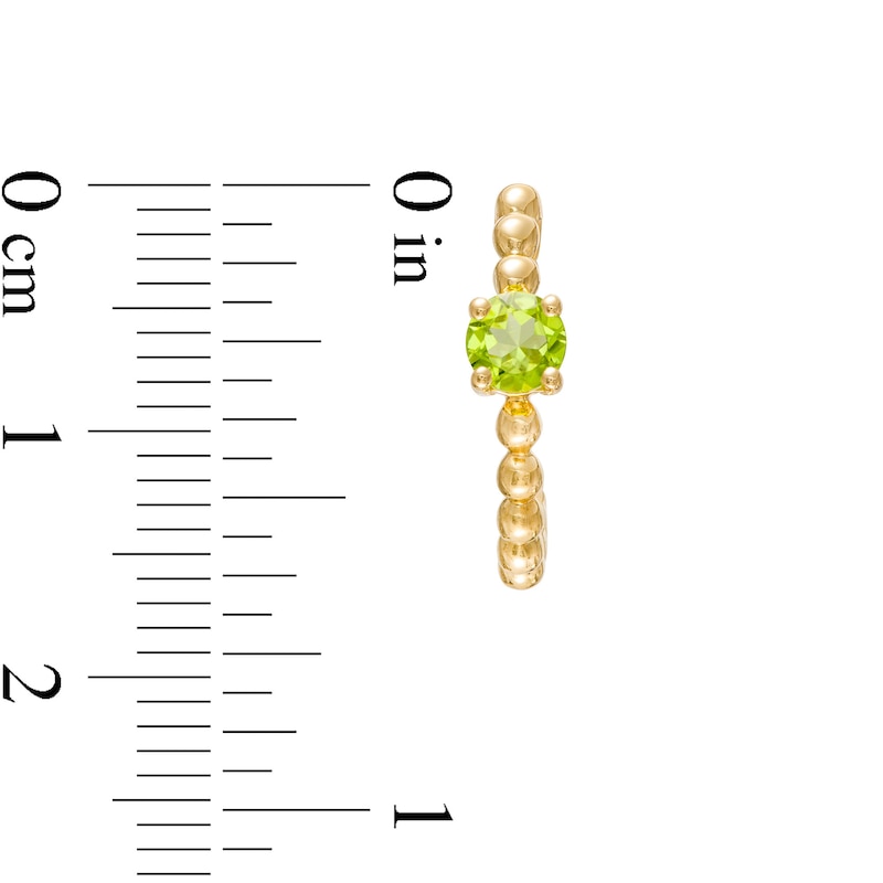 Main Image 3 of 4.0mm Peridot Solitaire and Beaded Hoop Earrings in 10K Gold