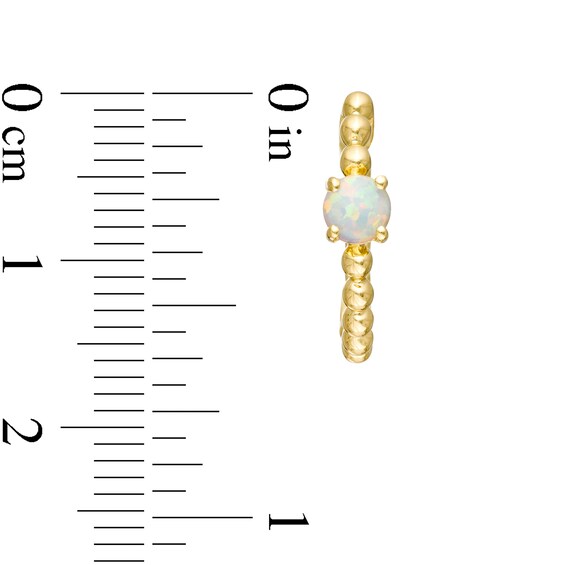 4.0mm Opal Solitaire and Beaded Hoop Earrings in 10K Gold