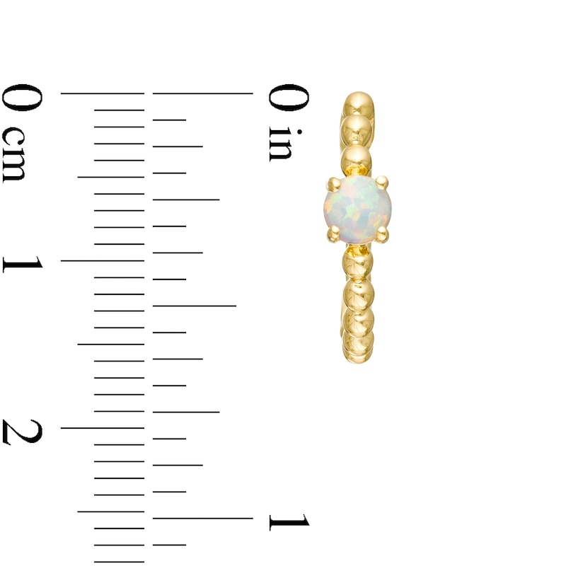 Main Image 3 of 4.0mm Opal Solitaire and Beaded Hoop Earrings in 10K Gold