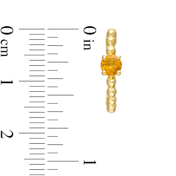 4.0mm Citrine Solitaire and Beaded Hoop Earrings in 10K Gold