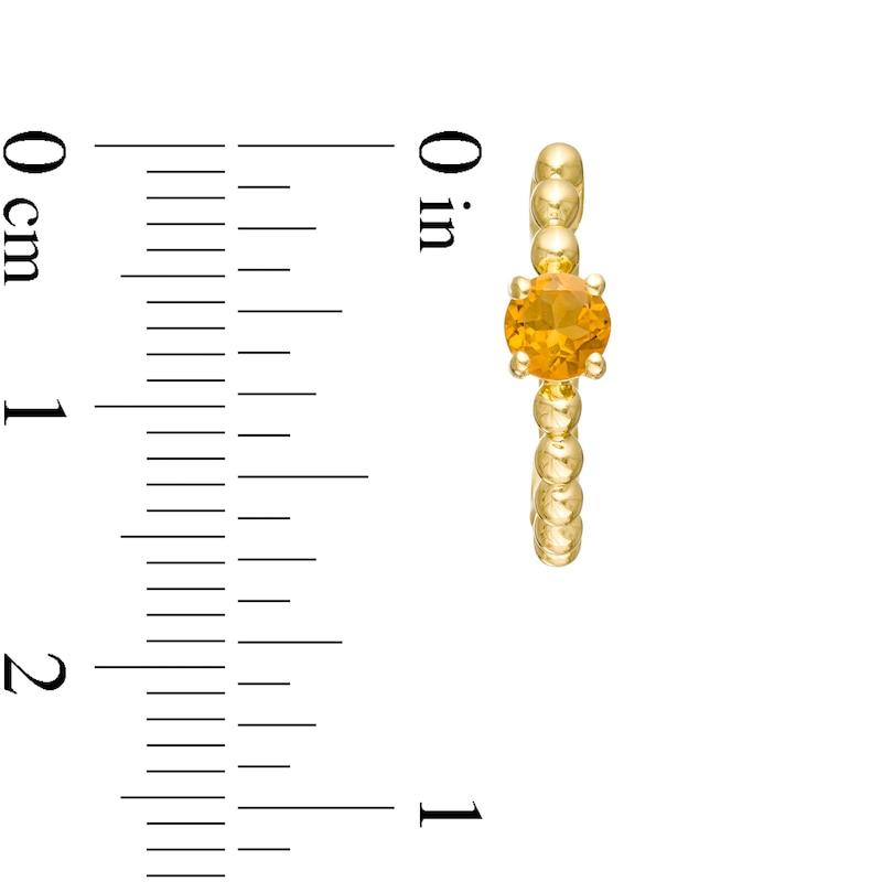 4.0mm Citrine Solitaire and Beaded Hoop Earrings in 10K Gold