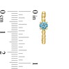 Thumbnail Image 2 of 4.0mm Swiss Blue Topaz Solitaire and Beaded Hoop Earrings in 10K Gold