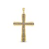 Thumbnail Image 1 of 1/2 CT. T.W. Champagne Diamond Layered Cross Necklace Charm in 10K Gold and Black Rhodium